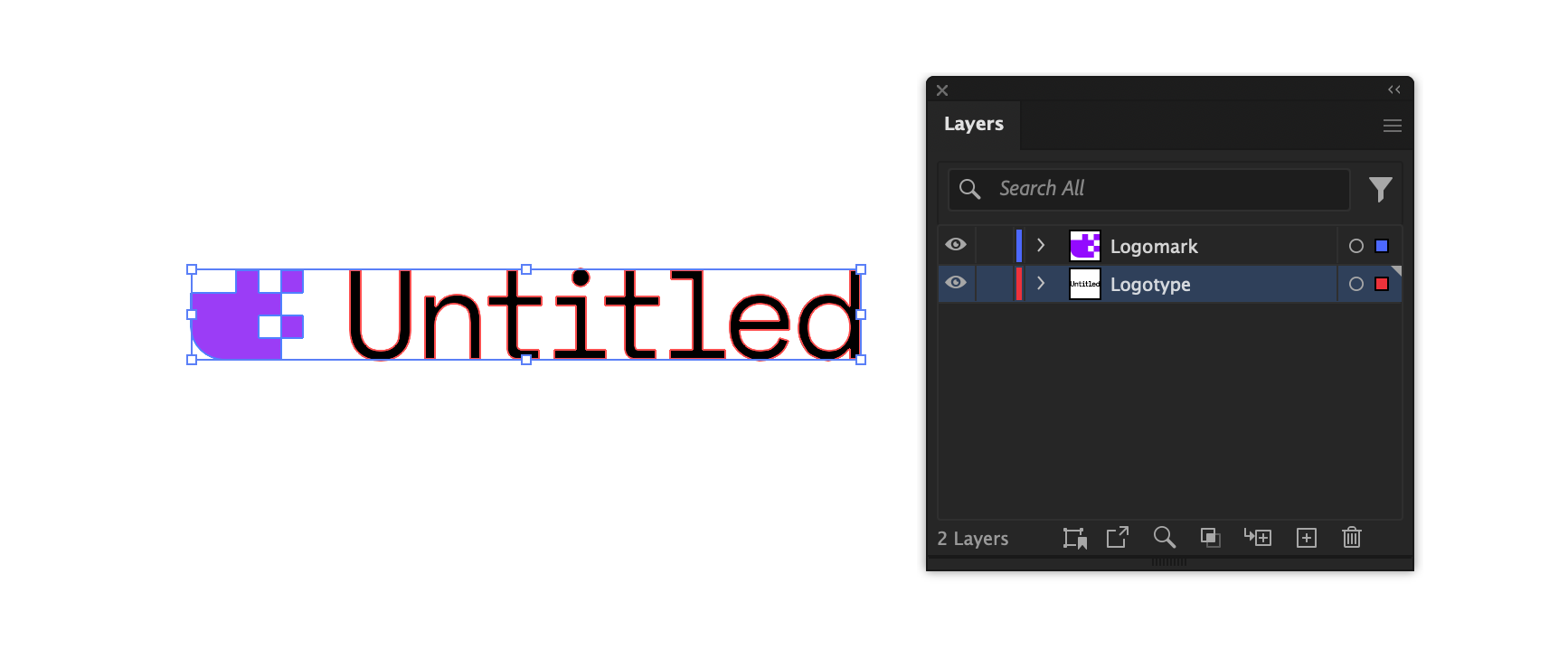 Logomark and Logotype on separate layers in Adobe Illustrator