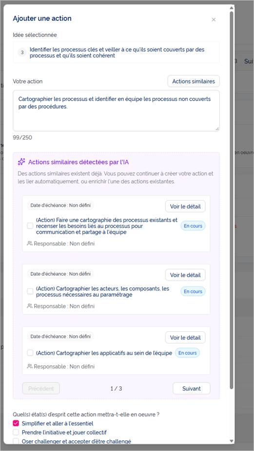 Actions similaires détectées par l’IA