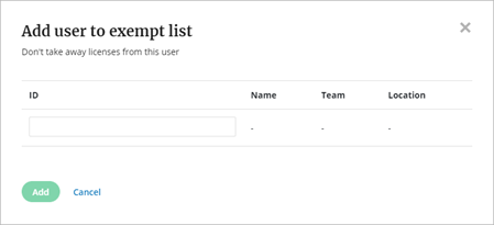 Add user to exempt list popup