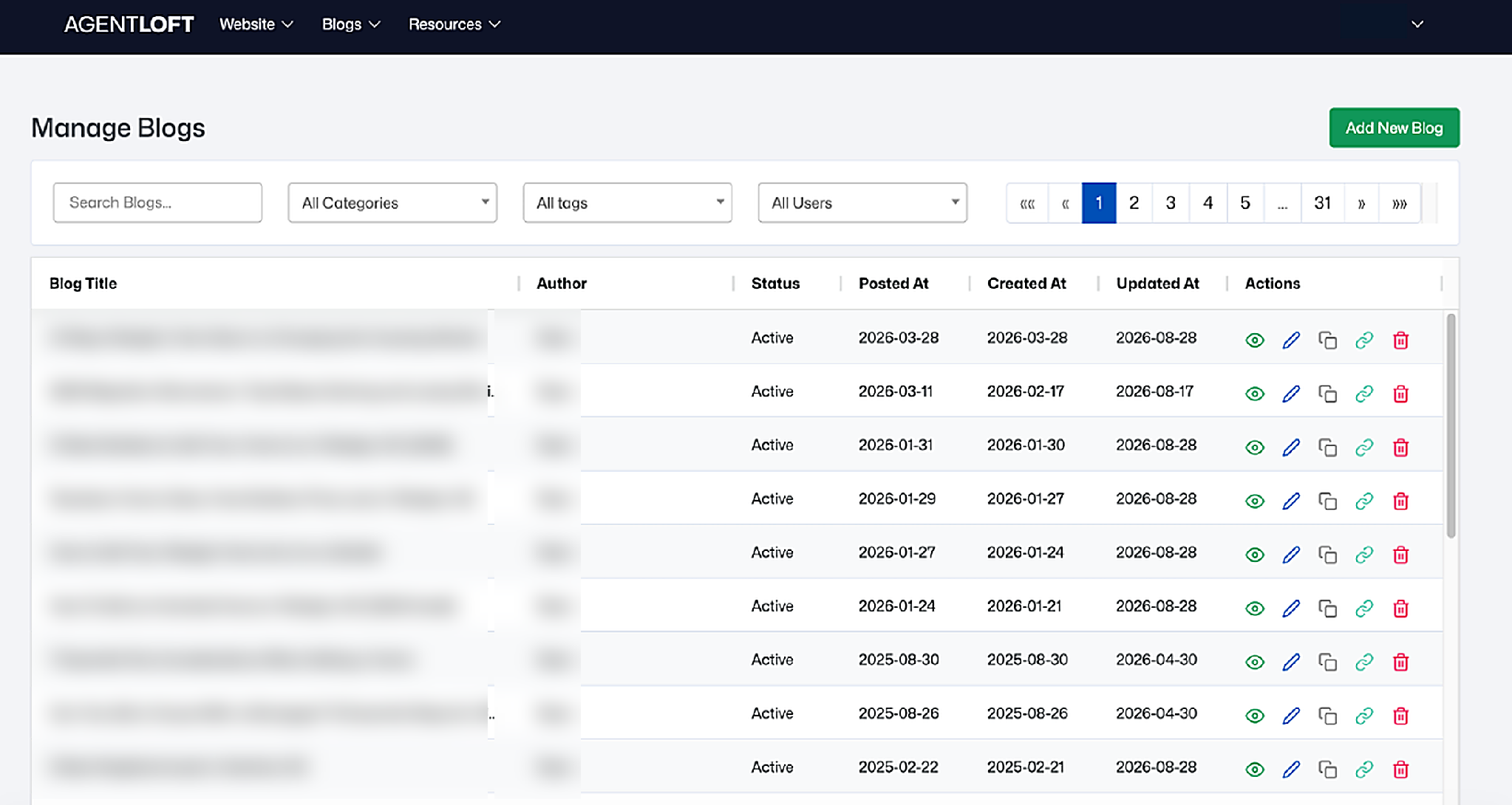 Blogs › Blog Posts — Manage Blogs list