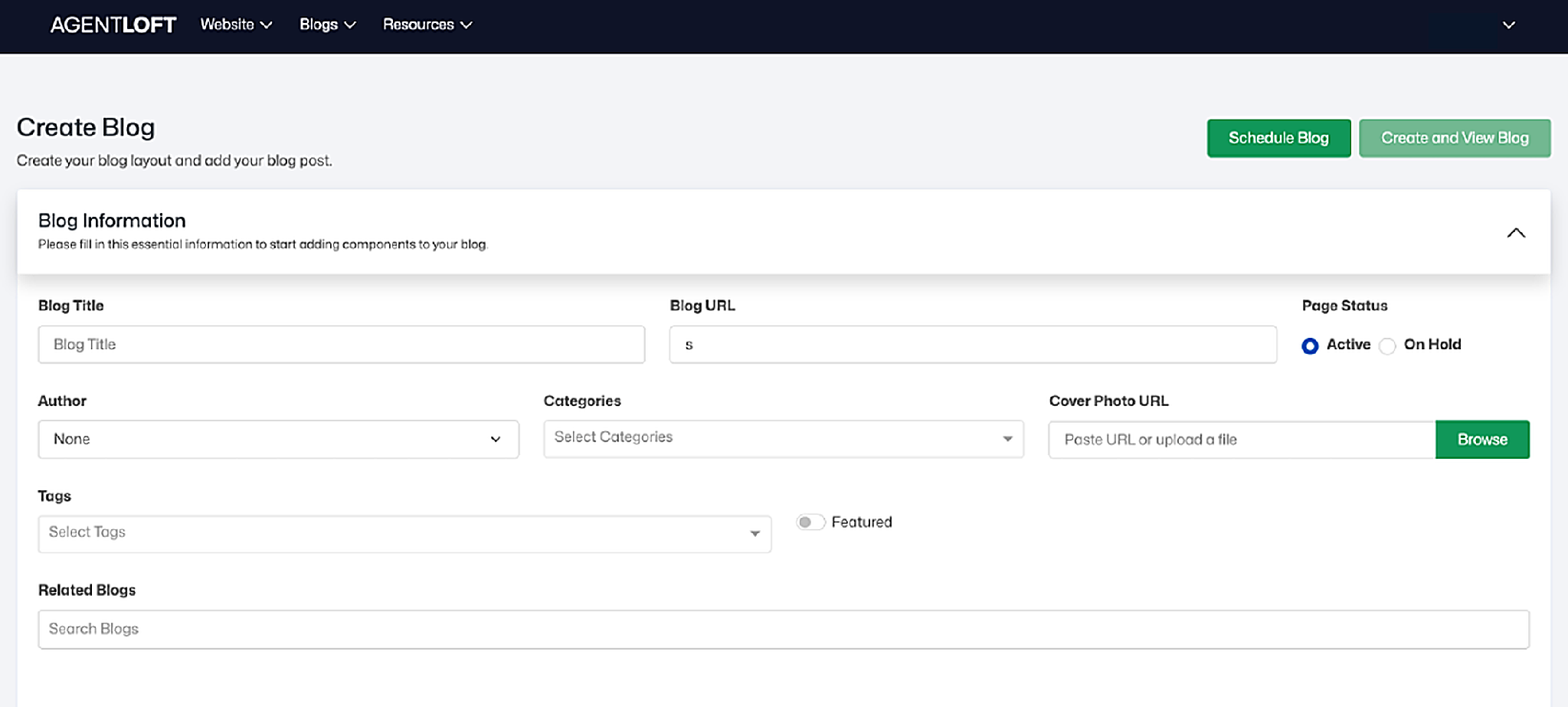 Create Blog — Blog Information