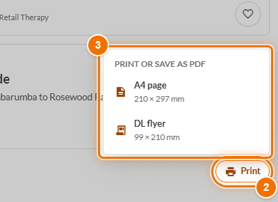 The Print menu: A4 page and DL flyer