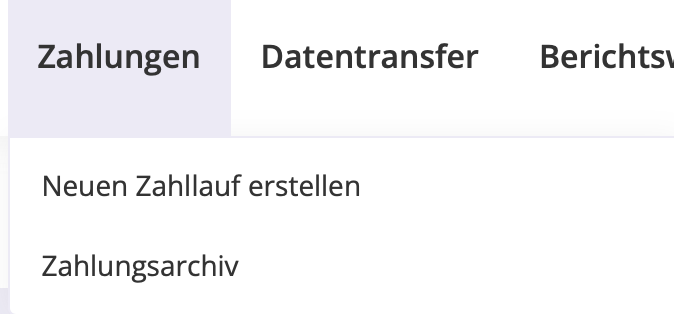 Dropdown-Menü „Zahlungen