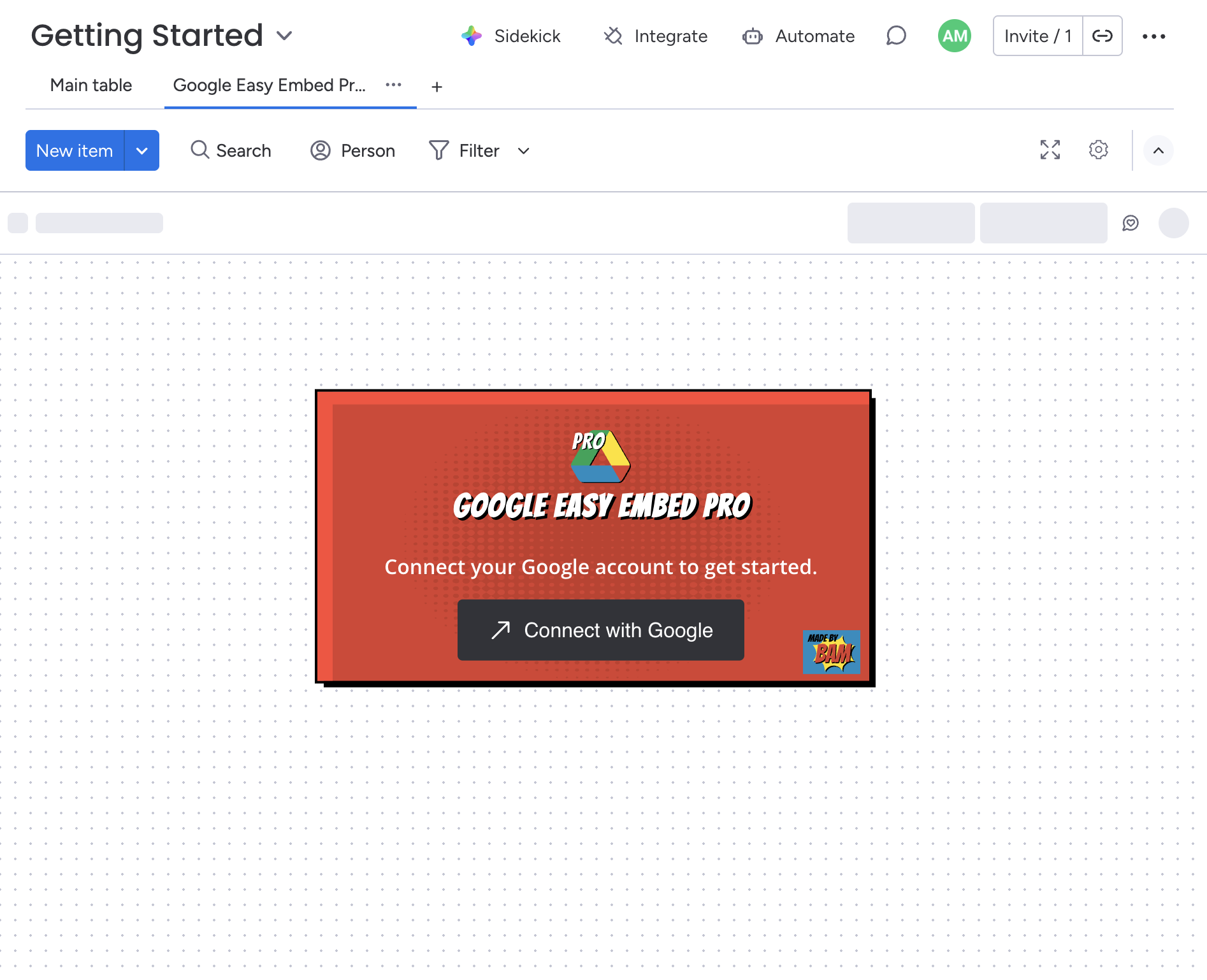Connect with Google welcome screen