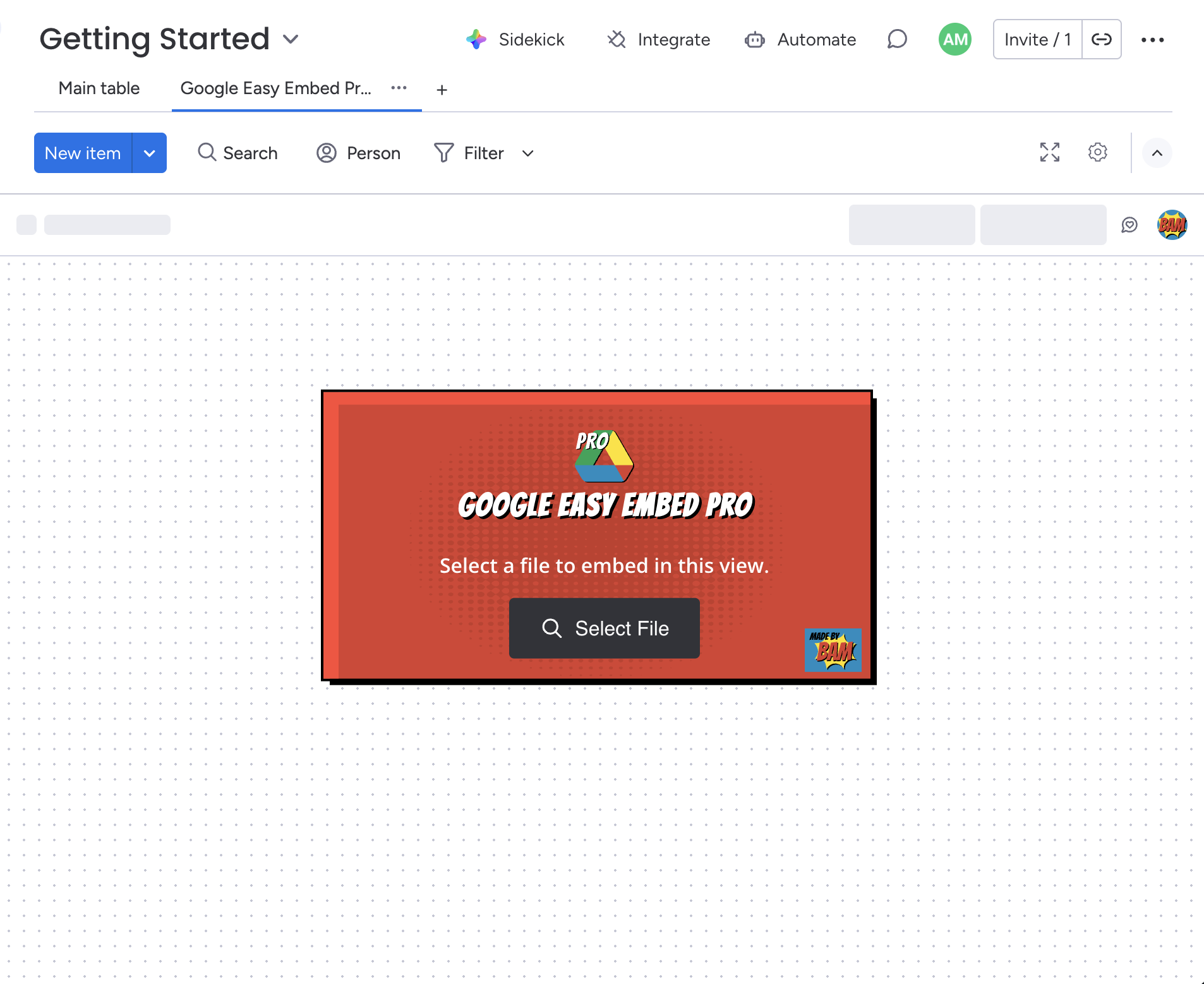 Select a file to embed