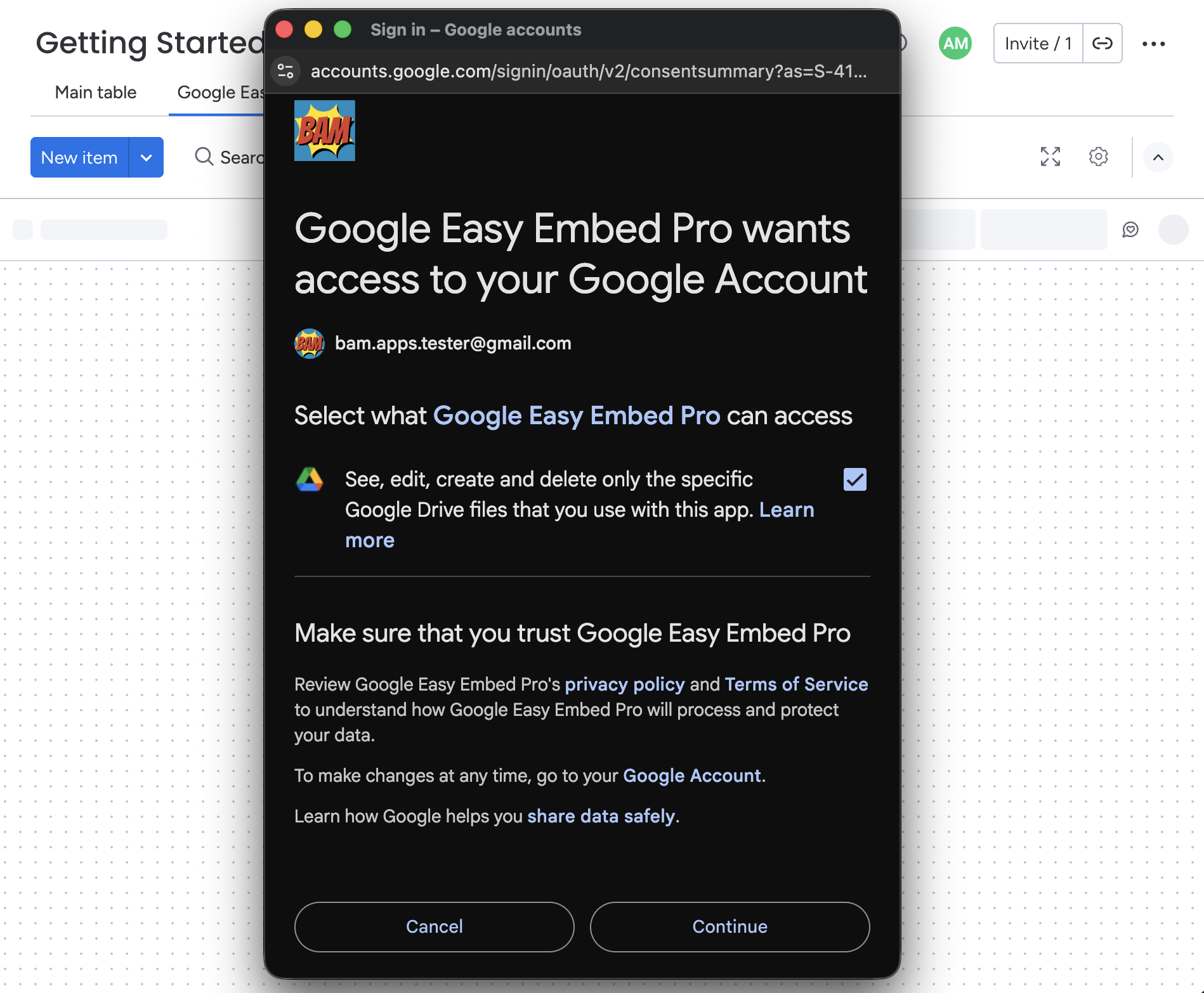 Approve Drive access