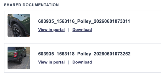 Shared Documentation Section in Share Email