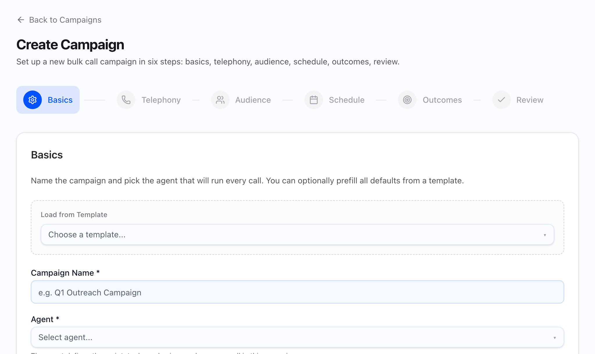 Campaign wizard review and campaign detail actions used as a mental launch checklist.