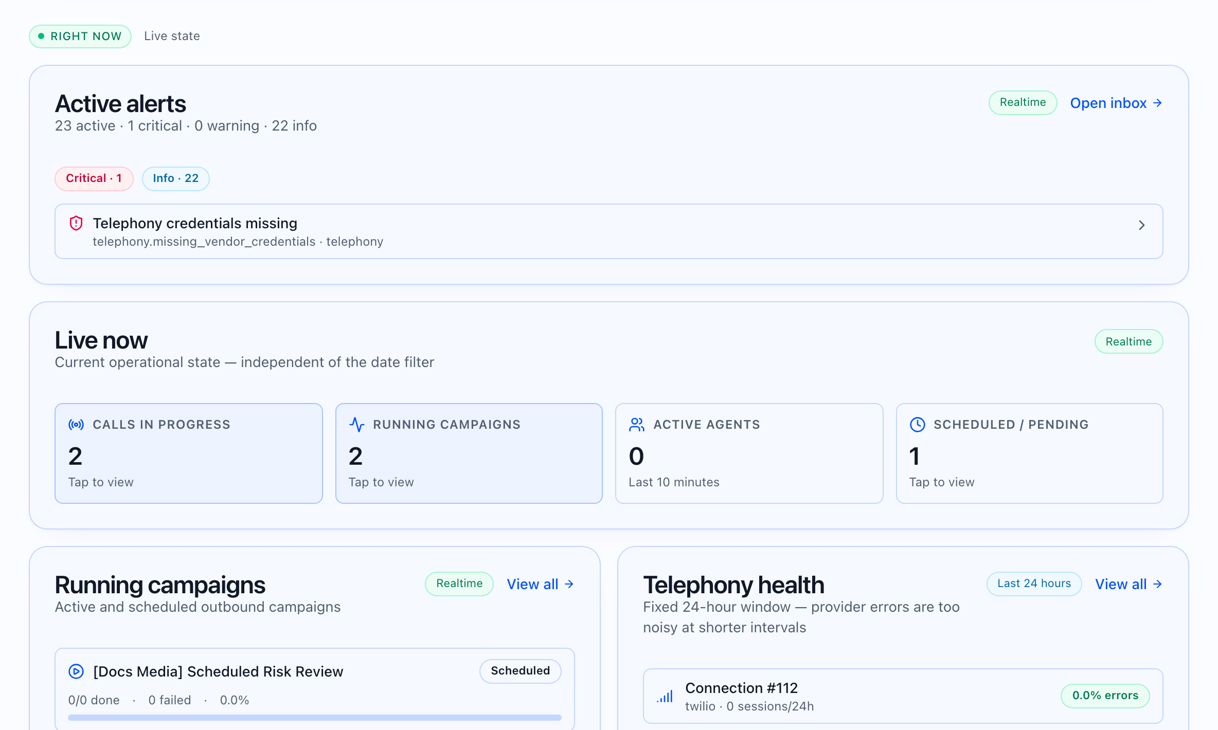 Callaro web app shell highlighting Connectivity and API keys.