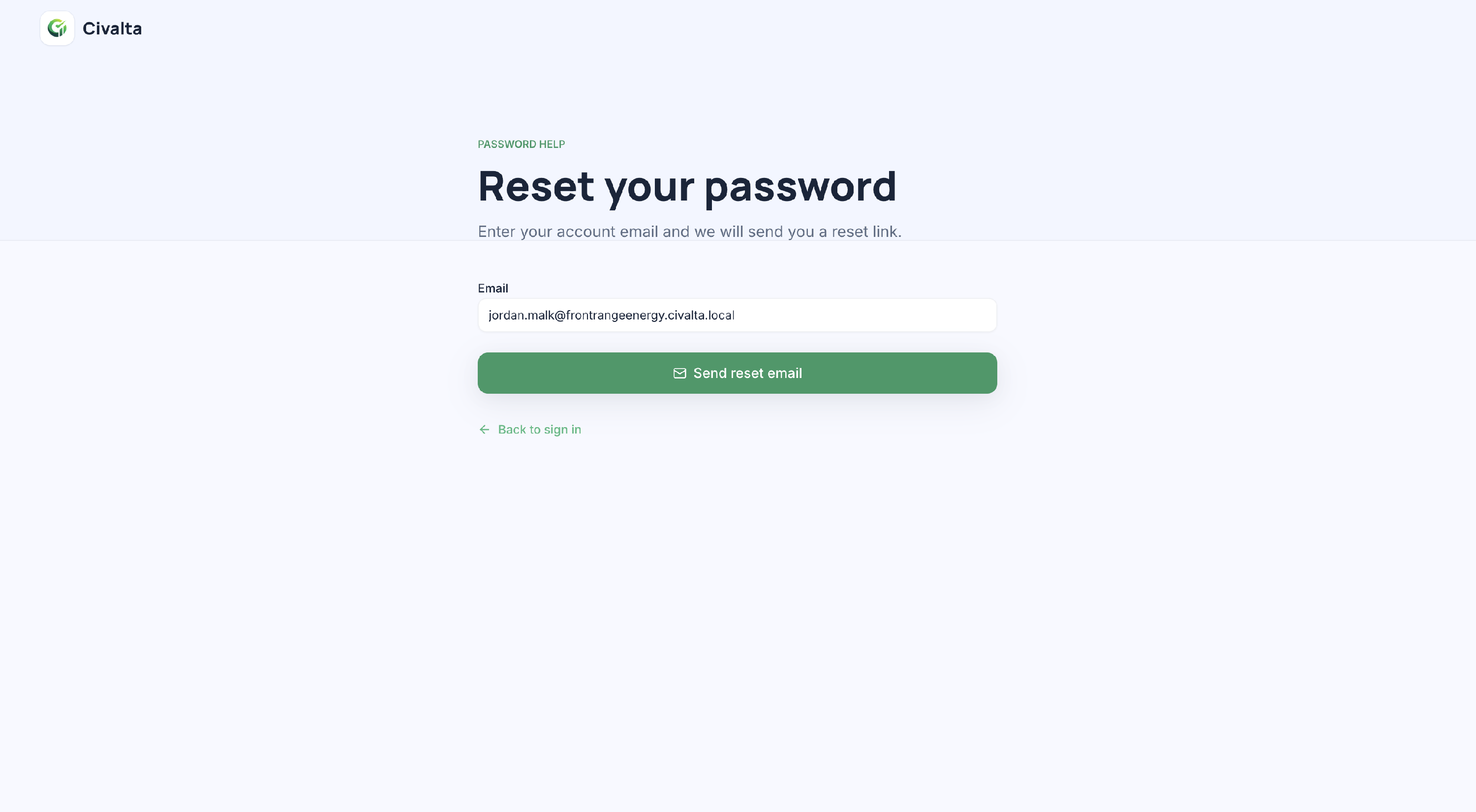 Civalta reset-password email request page