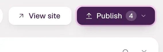 The right end of the top bar: View site and the Publish button with the number 3 on it.