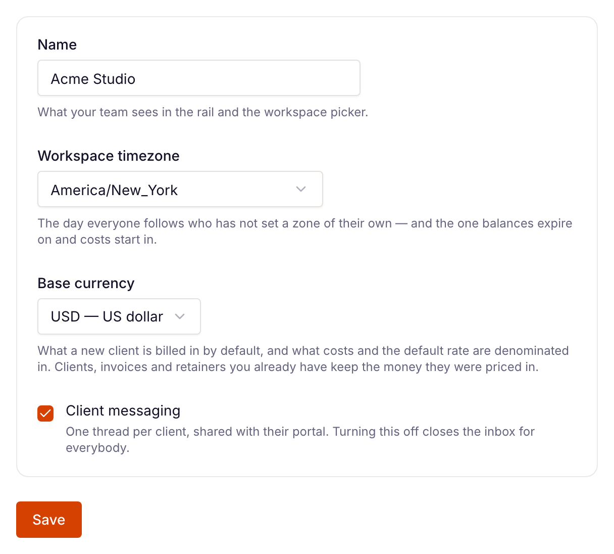 the Client messaging checkbox on General settings